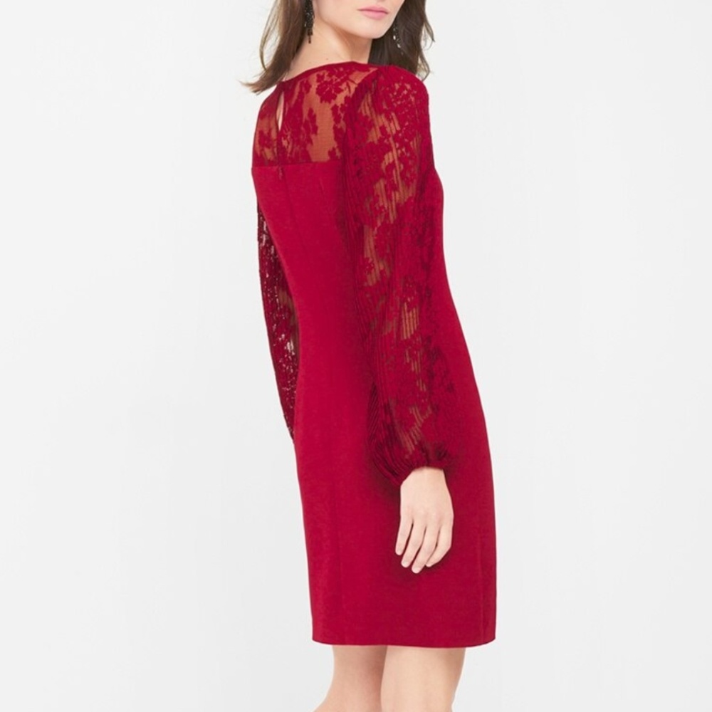 PLEATED LACE SHIFT DRESS - Picture 3 of 5